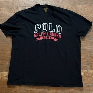 Polo by Ralph Lauren Black Crewneck Tee with Red & White Logo
